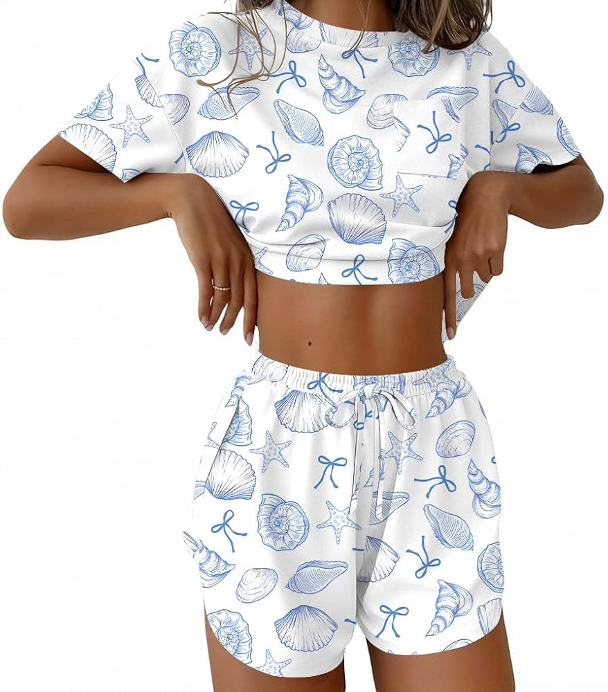 Ekouaer Womens Pajama Sets Sexy Lounge Sets Side Split Short Pj Sets Cute Pjs 2 Piece Comfy Sleep... | Amazon (US)