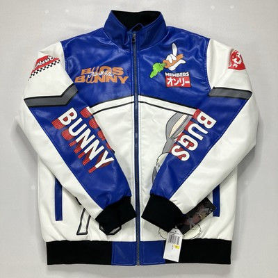 Members Only Bugs Bunny Looney Tunes Faux Leather USA Racing Jacket Men's Size M | eBay US