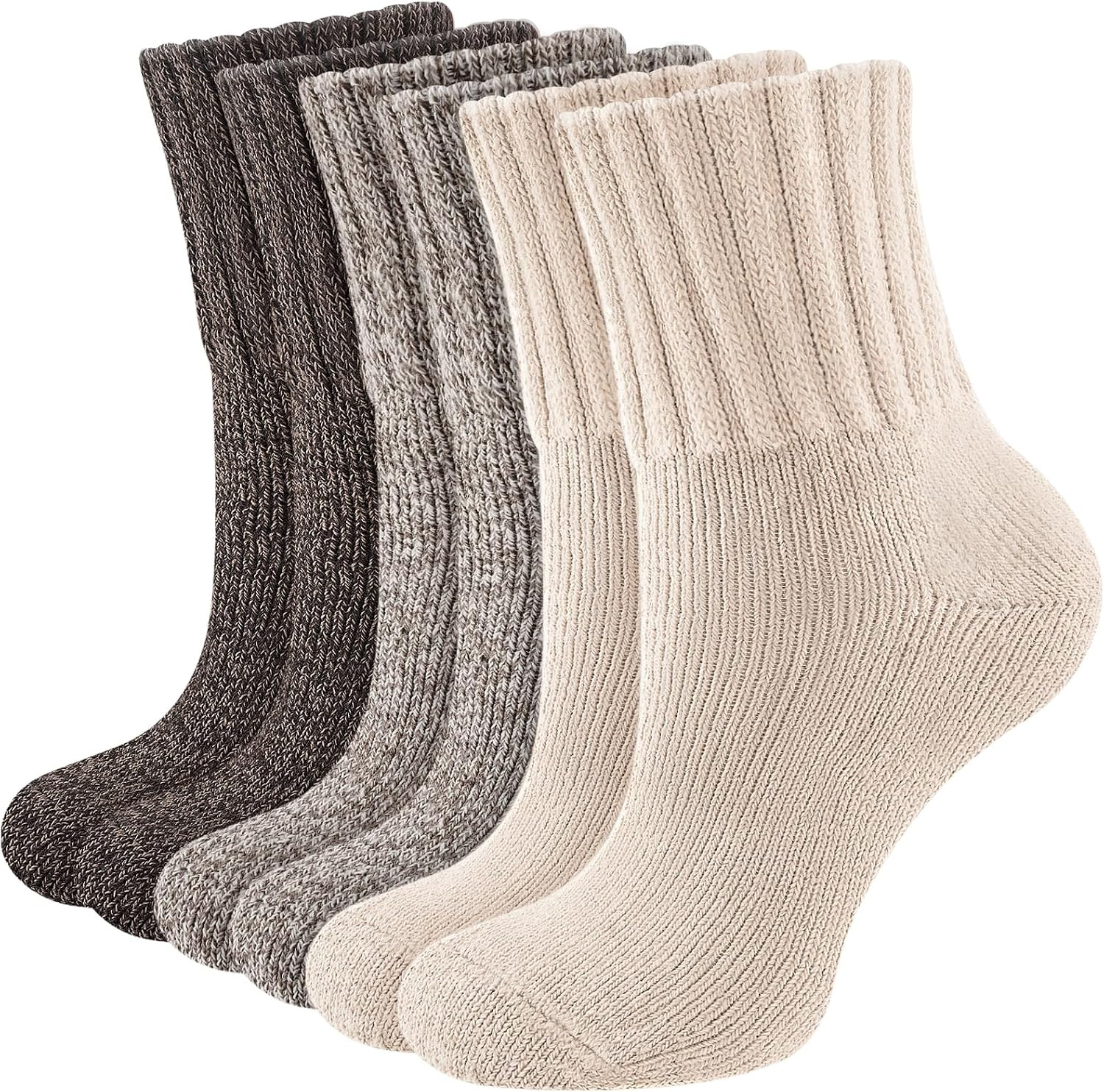 Niorasen Women's Thermal Socks, 3 Pairs, Cushioned Winter Crew Boot Socks | Amazon (US)