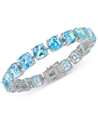 Blue Topaz Cushion Tennis Bracelet (47 ct. t.w.) in Sterling Silver (Also in Amethyst & Citrine) | Macy's