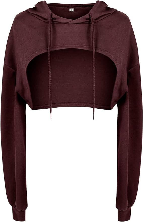 BEJONS Women Long Sleeve Cropped Super Crop Top Hoodies Sweatshirt Aesthetic Punk Hip Hop Dance S... | Amazon (US)