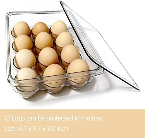 12 Covered Plastic Egg Tray for Refrigerator Holders for Refrigerator Egg Carton Clear 1 Pack | Amazon (US)