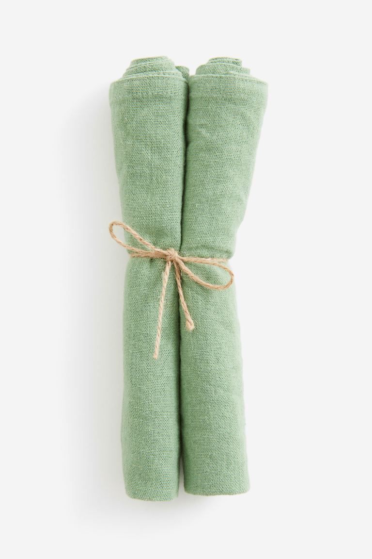 2-pack Linen-blend Napkins - Green - Home All | H&M US | H&M (US + CA)