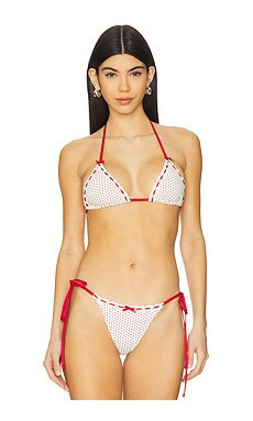 Frankies Bikinis X Bella Hadid Nick Bikini Top in Strawberry Polka Dot from Revolve.com | Revolve Clothing (Global)