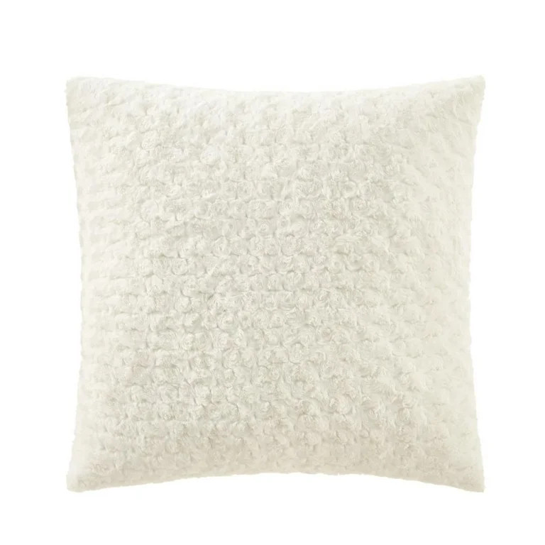 Mainstays 22" x 22" Rosette Faux Fur Decorative Pillow for Adults, Vanilla Dream | Walmart (US)