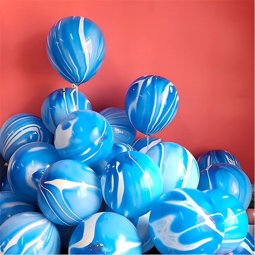Blue Tie Dye Balloons 30PCS 12 Inch Agate Marble Latex Swirl Balloons For Tie Dye Birthday Party ... | Amazon (US)