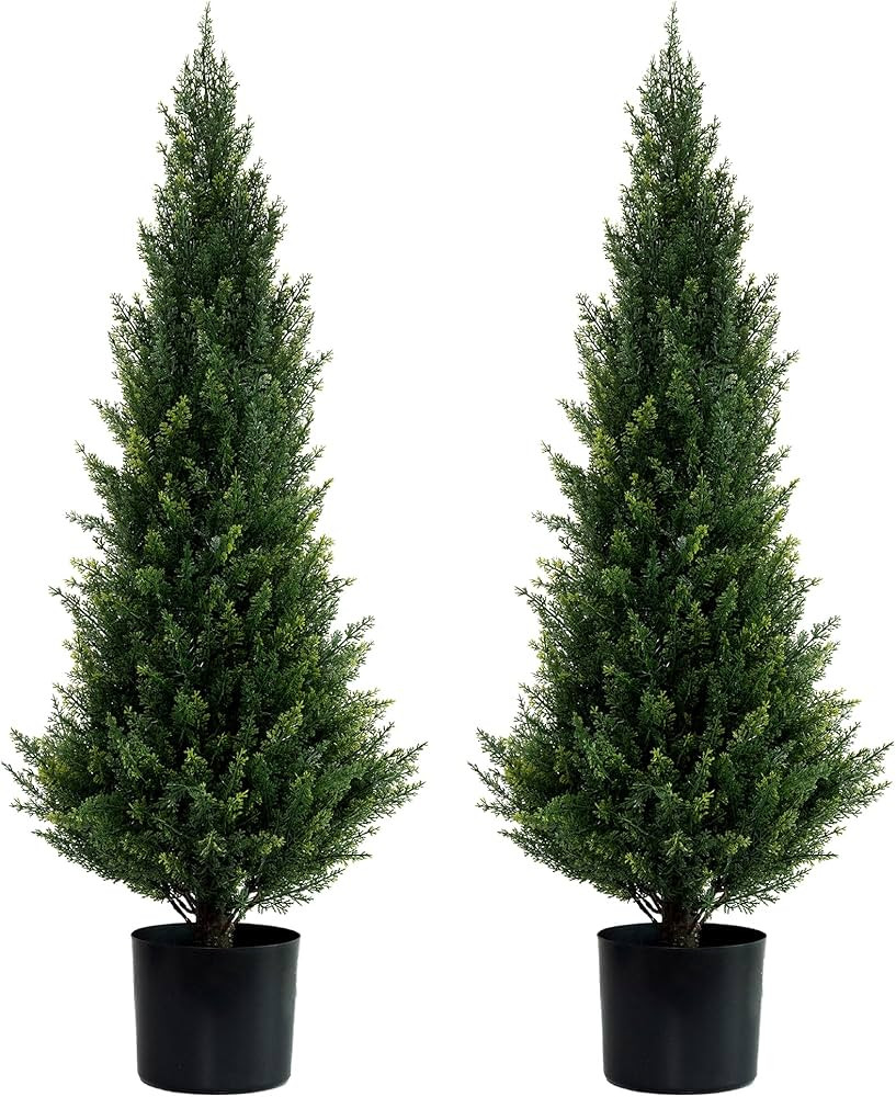 Artificial Topiary Cedar Trees Faux Pine Shrubs UV Resistant Artificial Bushes Artificial Plants ... | Amazon (US)