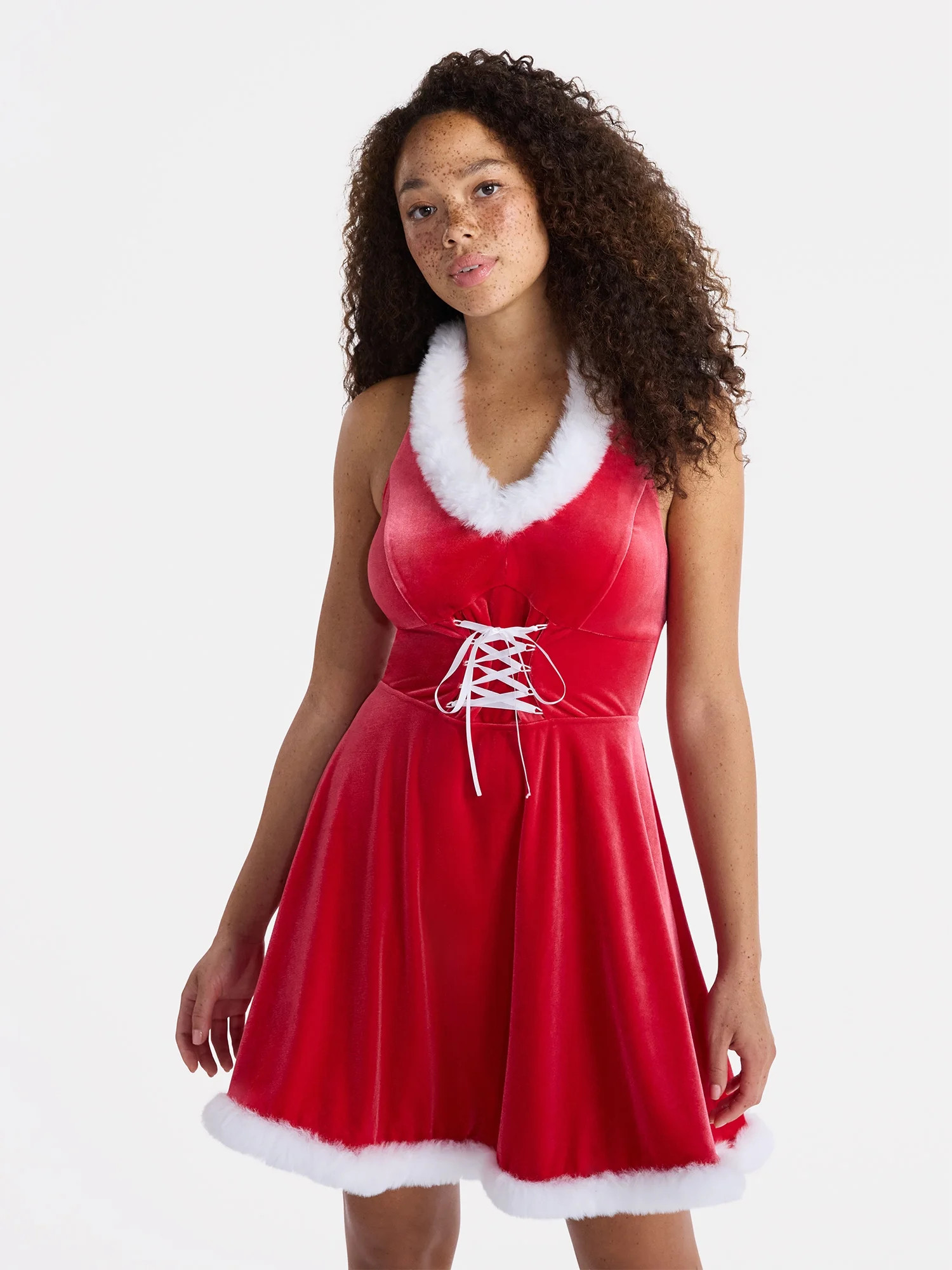 No Boundaries Santa Halter Dress, Women’s | Walmart (US)
