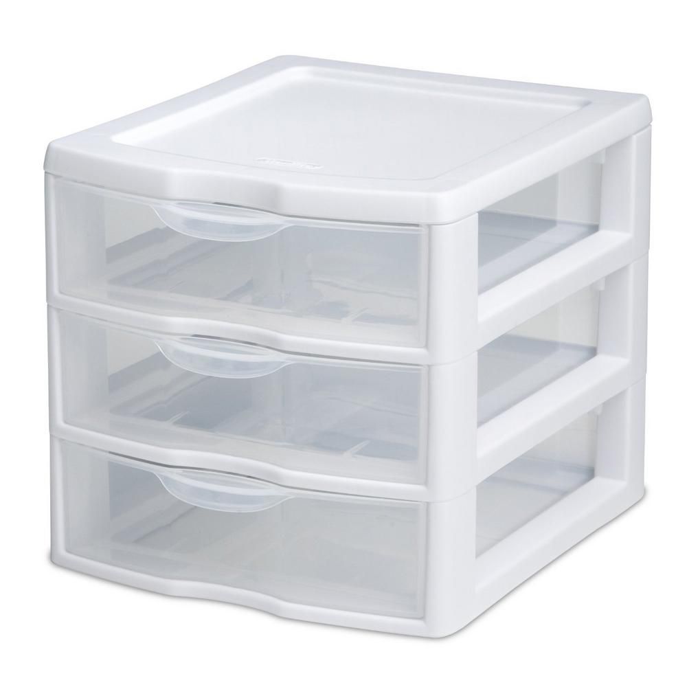 Sterilite 0.2 Gal. 3-Drawer 7.25 in. x 6.875 in. Small Compact Countertop Desktop-Storage Unit (6-Pa | The Home Depot