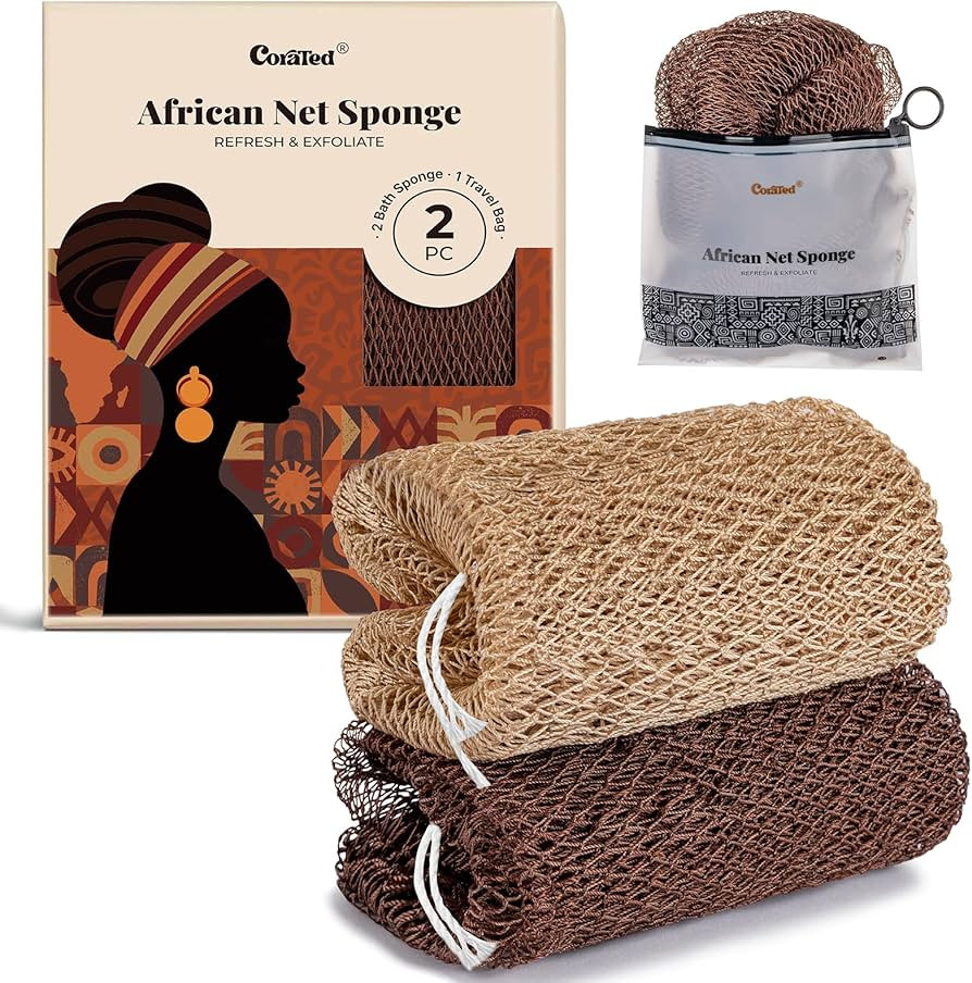 CORATED African Net Sponge Authentic, Shower Loofah Exfoliating Bath Sponge, Body Scrubber for Wo... | Amazon (US)