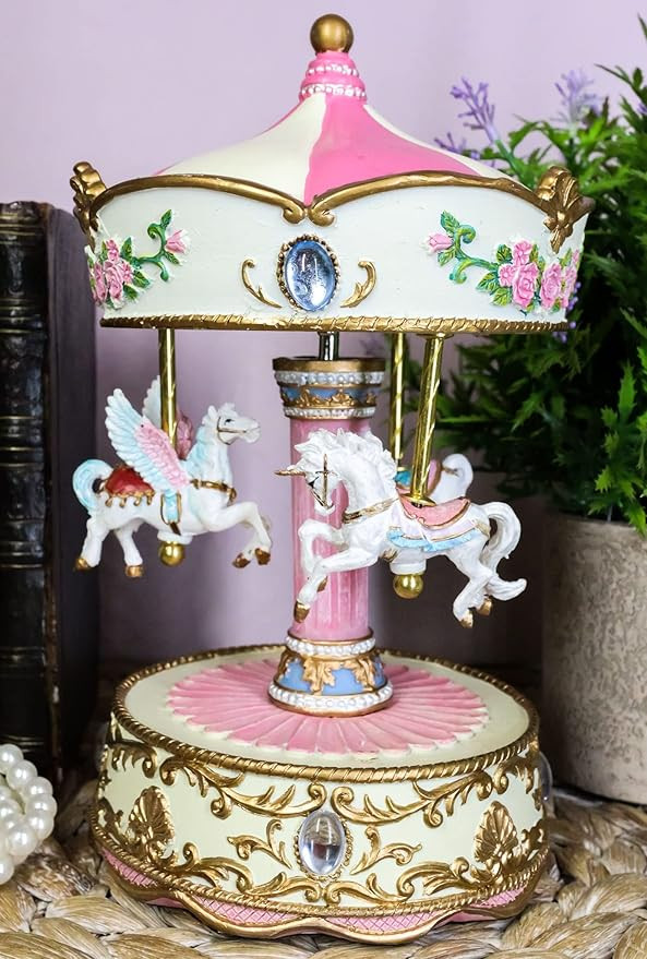 Ebros Carnival Merry Go Round Unicorns and Pegasus Horse Musical Carousel Statue Playing Toyland ... | Amazon (US)