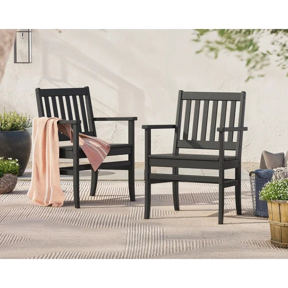 Better Homes & Gardens Southlake Outdoor Dining Arm Chair (2 Chairs) in Black | Walmart (US)