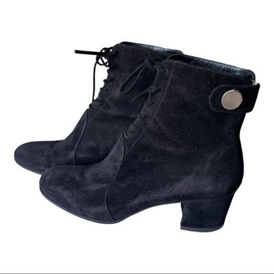 GIANVITO ROSSI Black Suede Finlay Lace Up Block Heel Boots Size 37  | eBay | eBay US