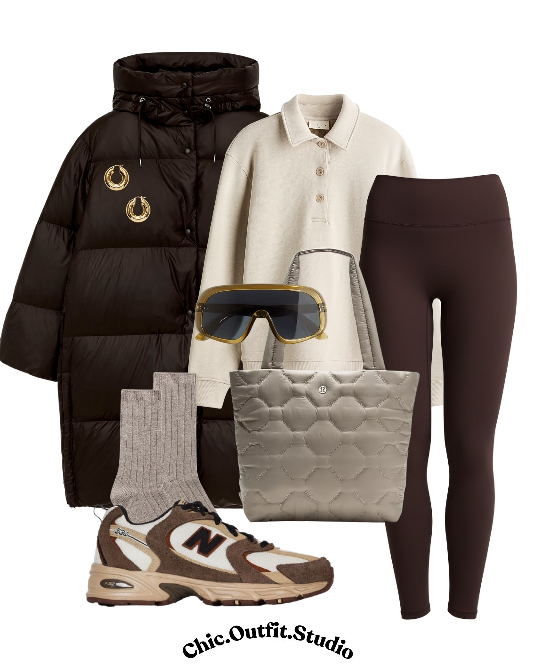 🤎 Sporty, Cozy, Chic 🤎
For school drop-off, a coffee run, or travel days, this puffer + leggings combo keeps it effortless and warm without compromising style.
Neutral tones, comfy sneakers, and a quilted tote = the ultimate off-duty uniform ✨ 

 #LTKautumn #LTKwinter #LTKstyletip