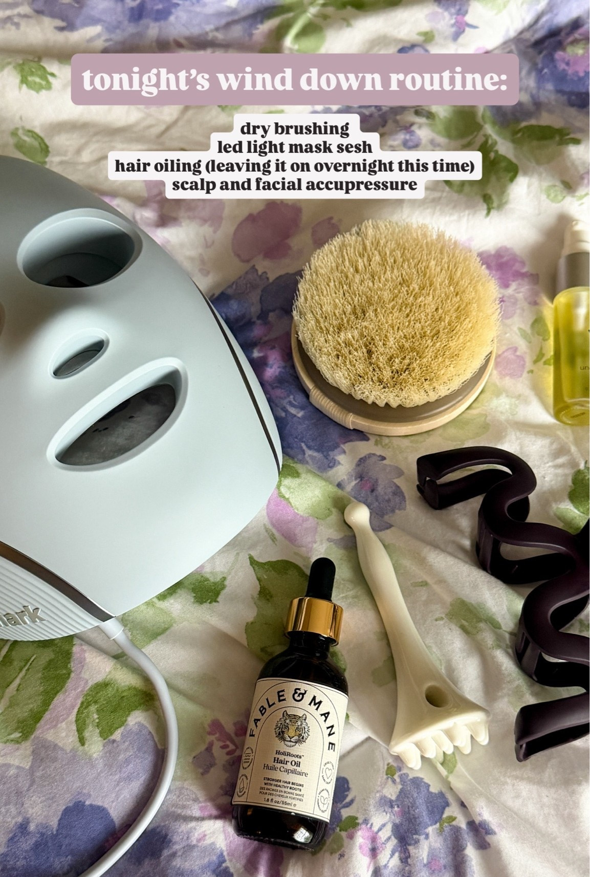 Carved out a little extra me time tonight with a led light therapy session, dry brushing, body oil, scalp and facial acupressure, and hair oiling moment.

#LTKselfcare #LTKHome #LTKBeauty