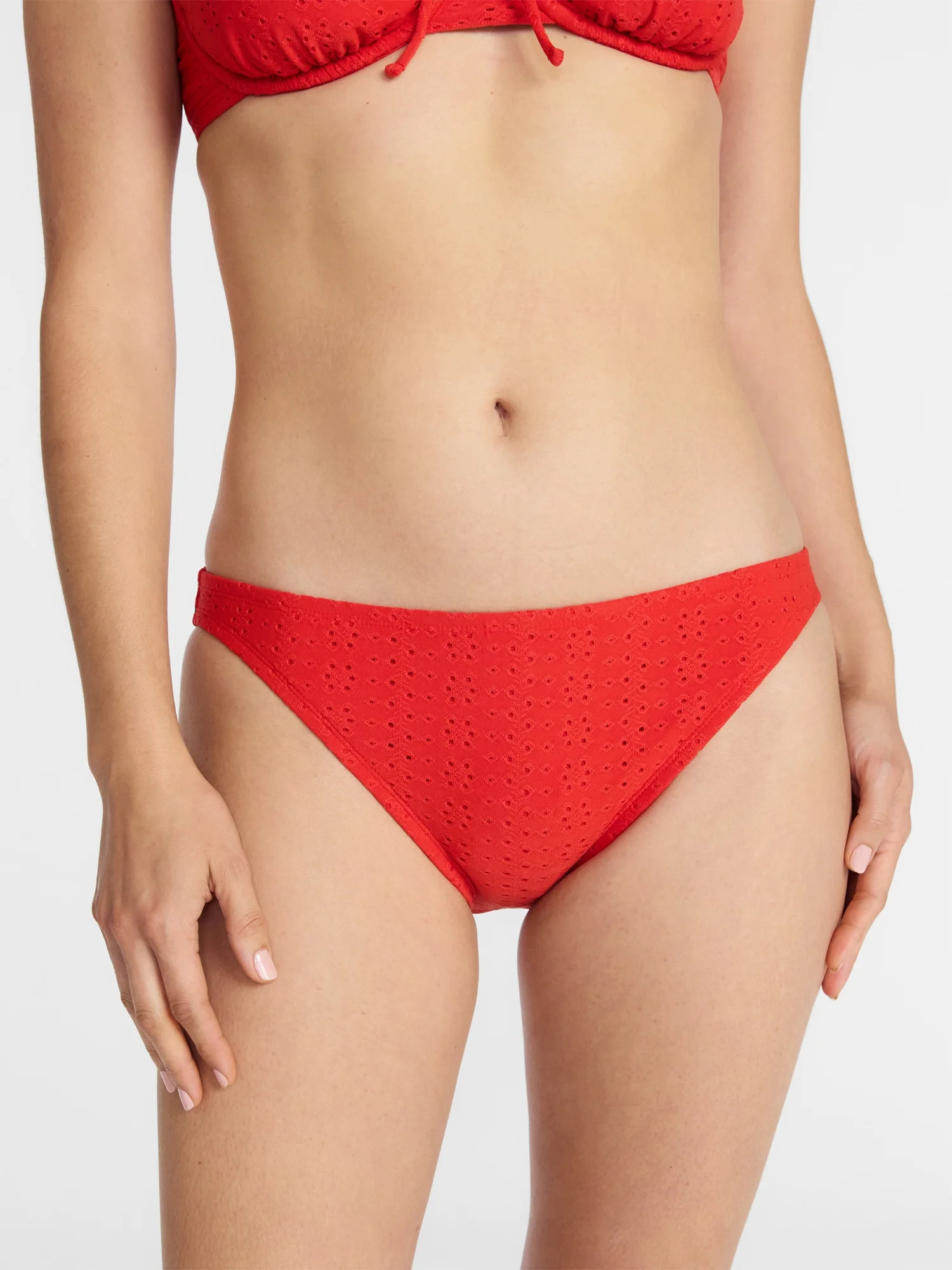 Time and Tru Women's and Women's Plus Low Rise Cheeky Eyelet Bikini Bottoms, Sizes XS-3X | Walmart (US)