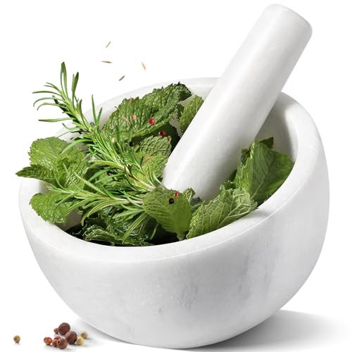 Koville Marble Mortar and Pestle Set, 6.3"-2 Cups Grinder Bowl for Guacamole, Salsa, Pill Crusher, Spice, Herb, Garlic, Nut, Heavy Duty Grinder for Kitchen(Namib Fantasy) | Amazon (US)