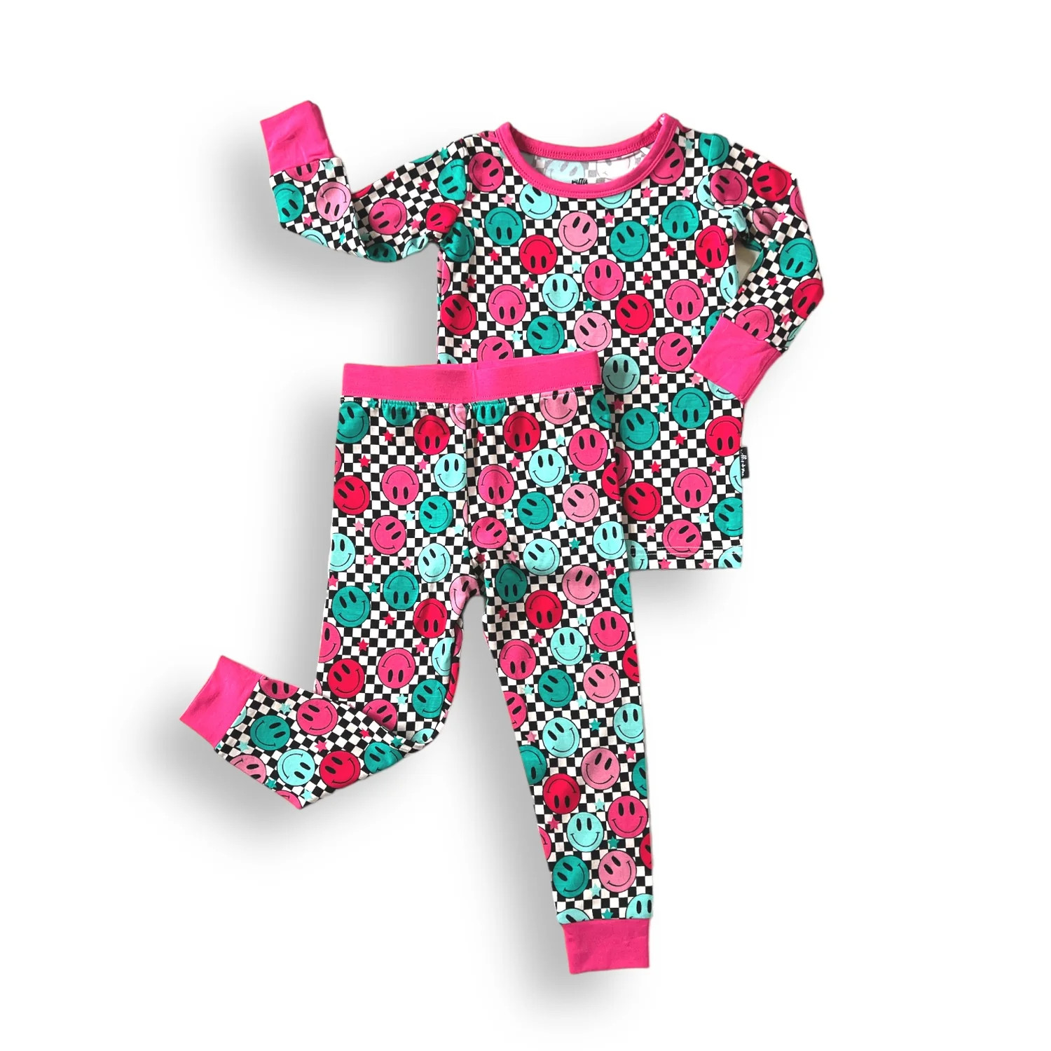 TWO PIECE SET- Pink Check Smile | millie + roo