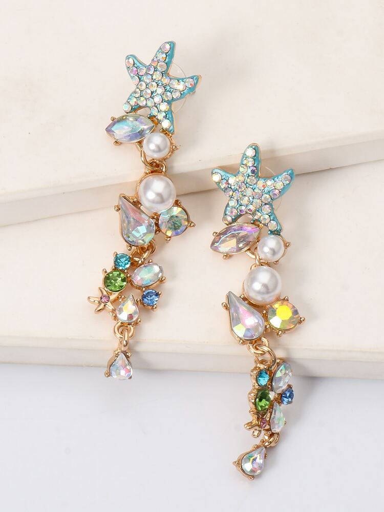 Rhinestone Starfish Drop Earrings | SHEIN