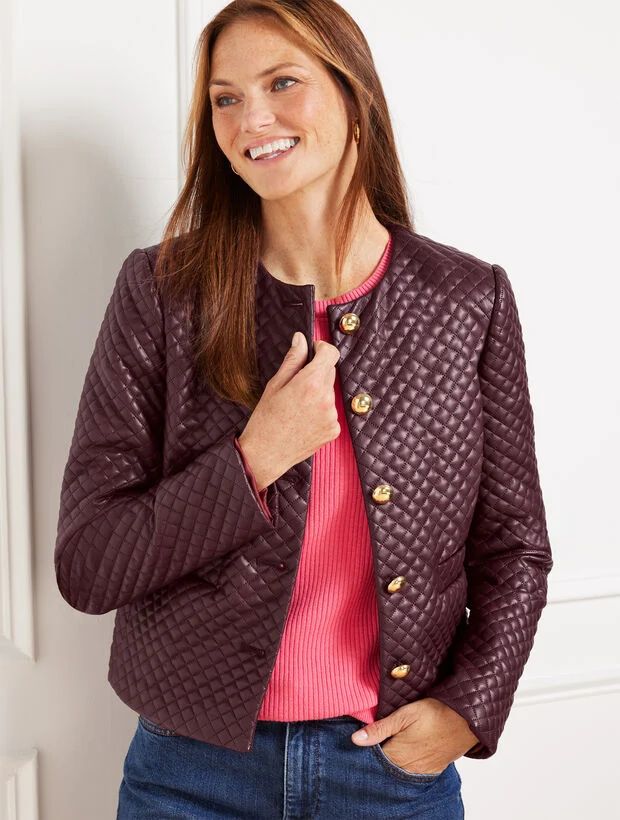 Embossed Faux Leather Jacket | Talbots