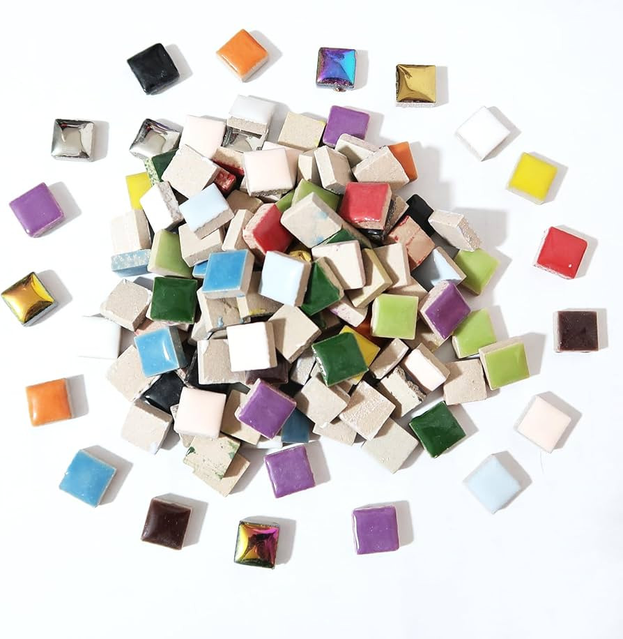 200 Pieces Square Mosaic Tiles for Crafts Bulk, Ceramic Mosaic Pieces 16 Colors Ceramic Mosaic Ti... | Amazon (US)