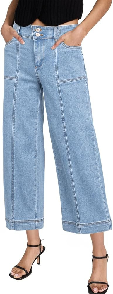 Astylish Womens High Waisted Wide Leg Jeans Cropped Straight Leg Denim Pants | Amazon (US)