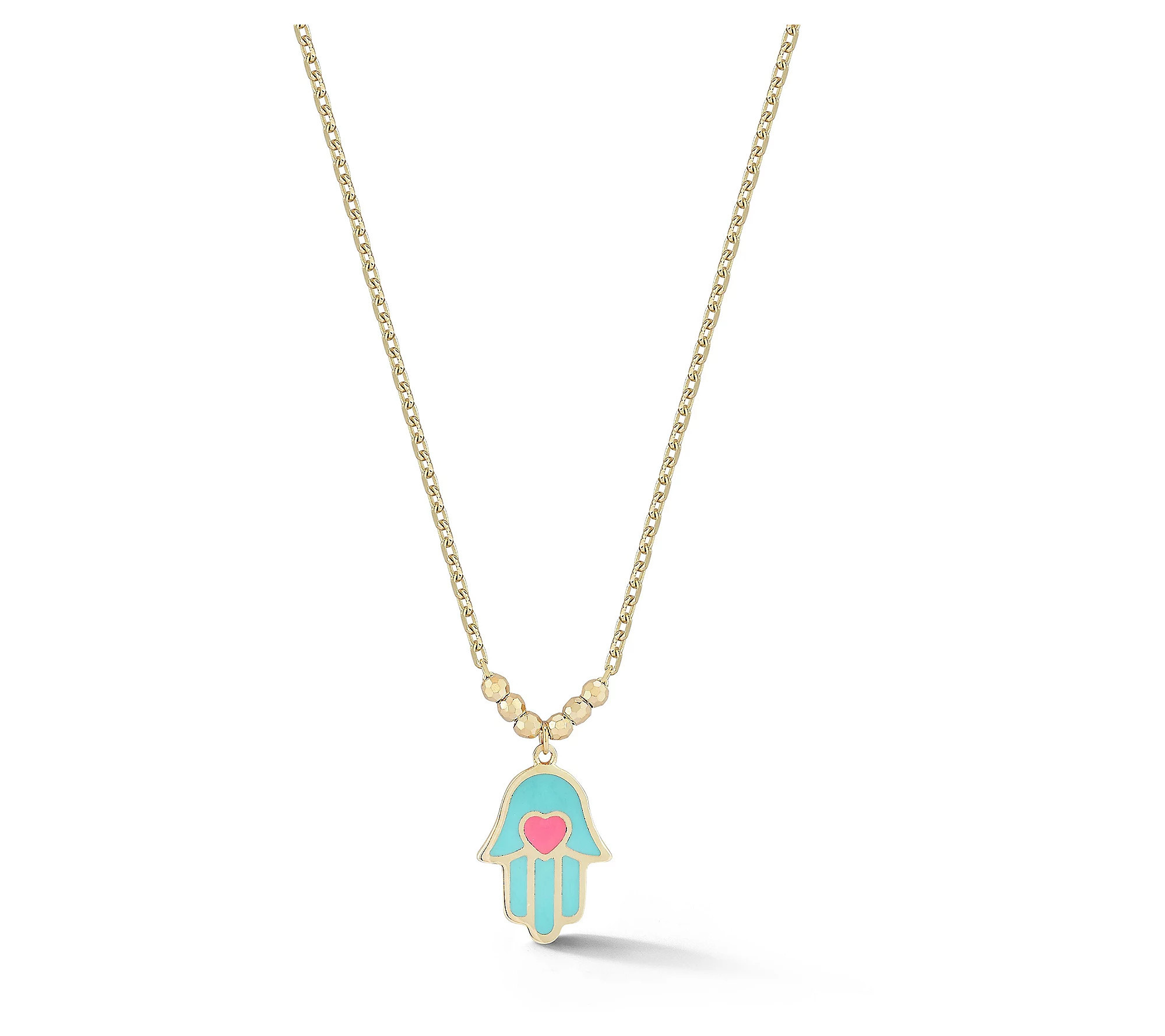 Luminosa Gold Enamel Hamsa Hand Heart Necklace, 14K | QVC