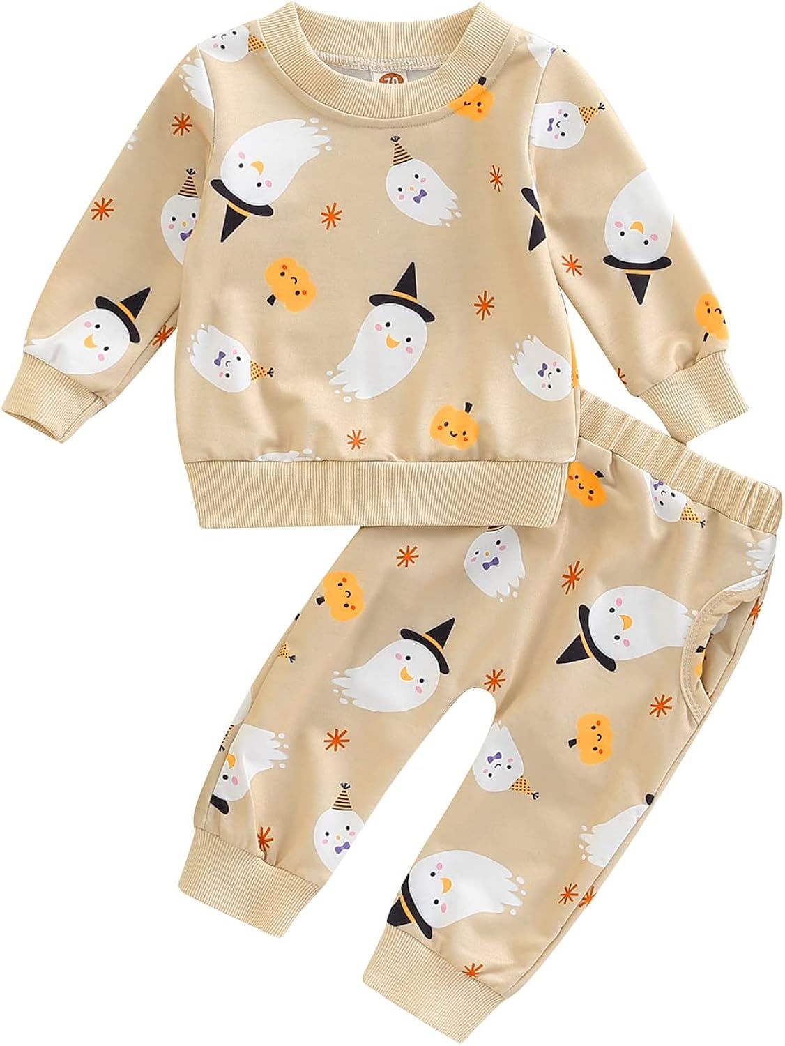 My First Halloween Outfit Baby Boys Girls Pumpkin Sweatshirt Tops + Long Pants Newborn Halloween ... | Amazon (US)
