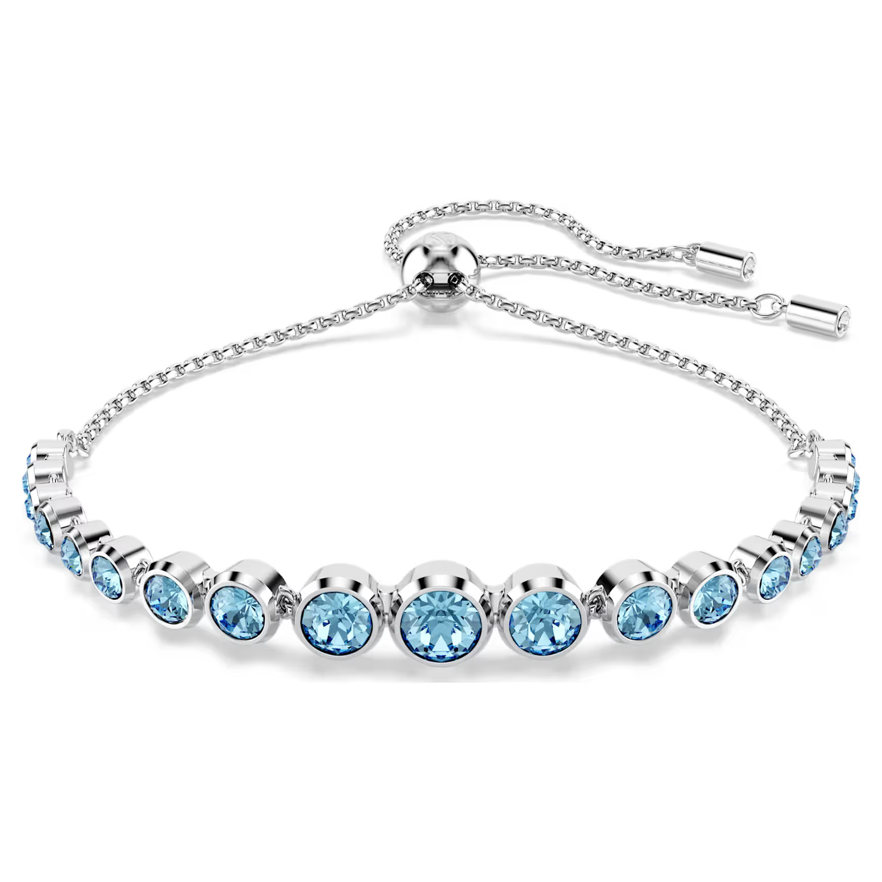 Imber bracelet, Mixed round cuts, Blue, Rhodium plated by SWAROVSKI | SWAROVSKI
