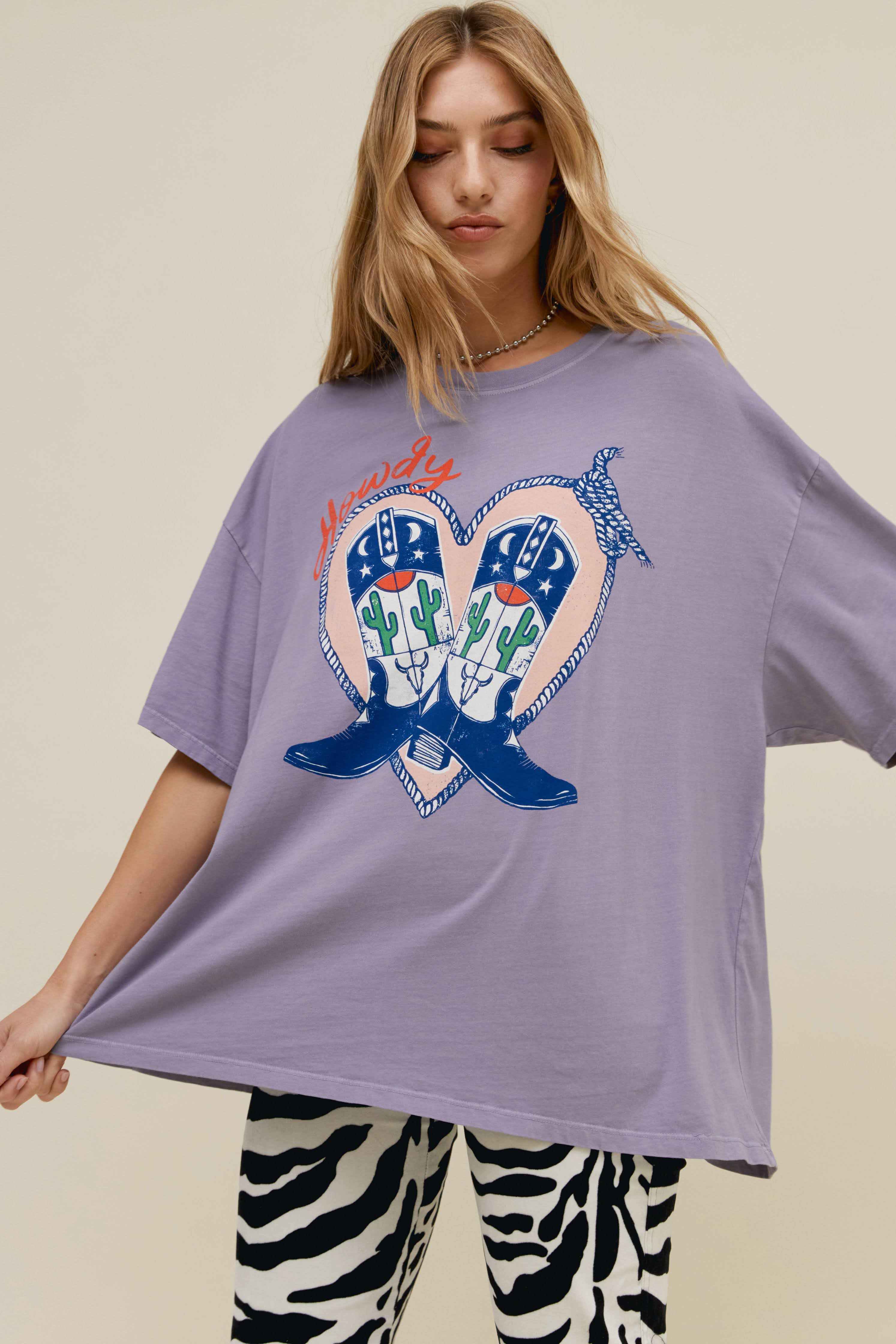 Howdy Boots OS Tee - Hazy Violet | Daydreamer | Daydreamer