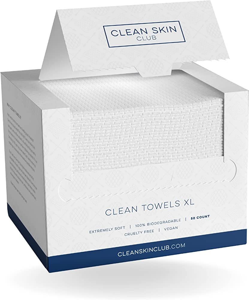 Clean Skin Club Clean Towels XL, 100‪%‬ Biobased Dermatologist Face Towel, Disposable Face To... | Amazon (US)