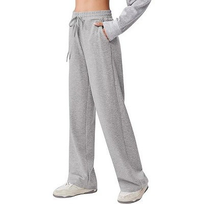 Pinspark Women's Wide Leg Sweatpants High Waisted Baggy Workout Sweat Pants Comfy Drawstring Athletic Pants with Pockets Light Gray XXL | Target