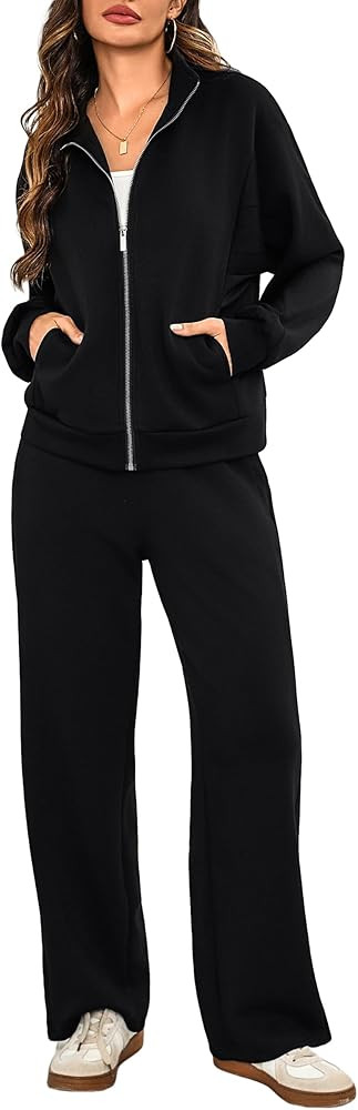 Totatuit Womens 2 pieces Sweatsuit Sets Zip Up Sweatshirts and Sweatpants Tracksuit Lounge Set Tr... | Amazon (US)