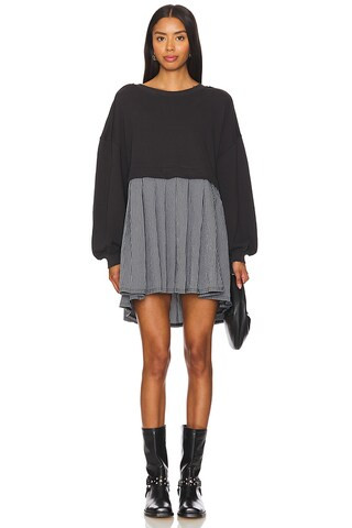 Free People Eleanor Striped Dress in Washed Black Combo from Revolve.com | Revolve Clothing (Global)