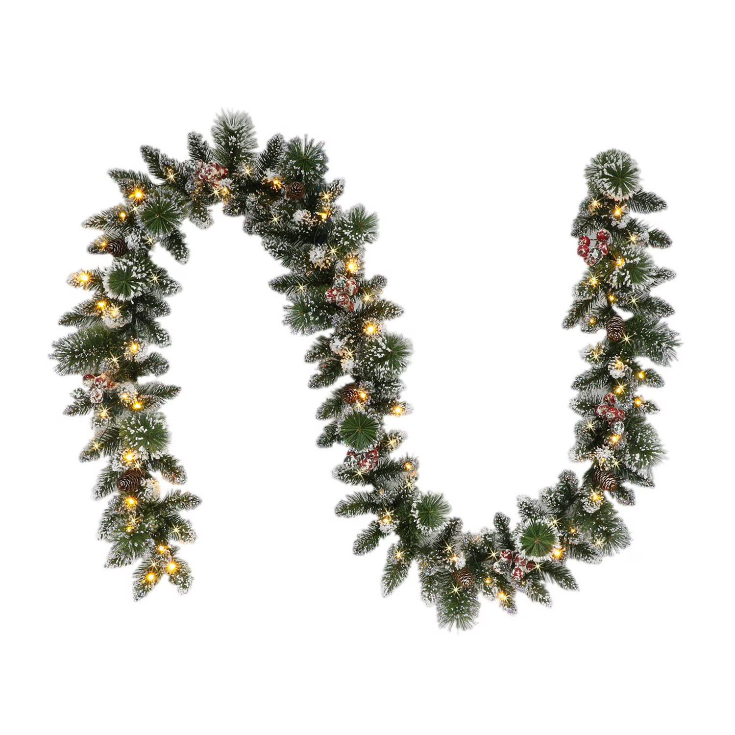 Holiday Time 9' Pre-lit Frosted Glittering Christmas Garland, Green, 150 branch tips; LED lights | Walmart (CA)
