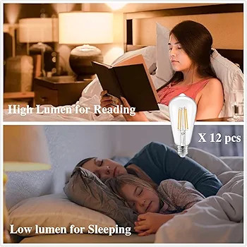 12 Pack Dimmable LED Edison Bulbs 40W Equivalent,4 Watt Filament Bulb,2700K Warm White ST19 Light... | Amazon (US)