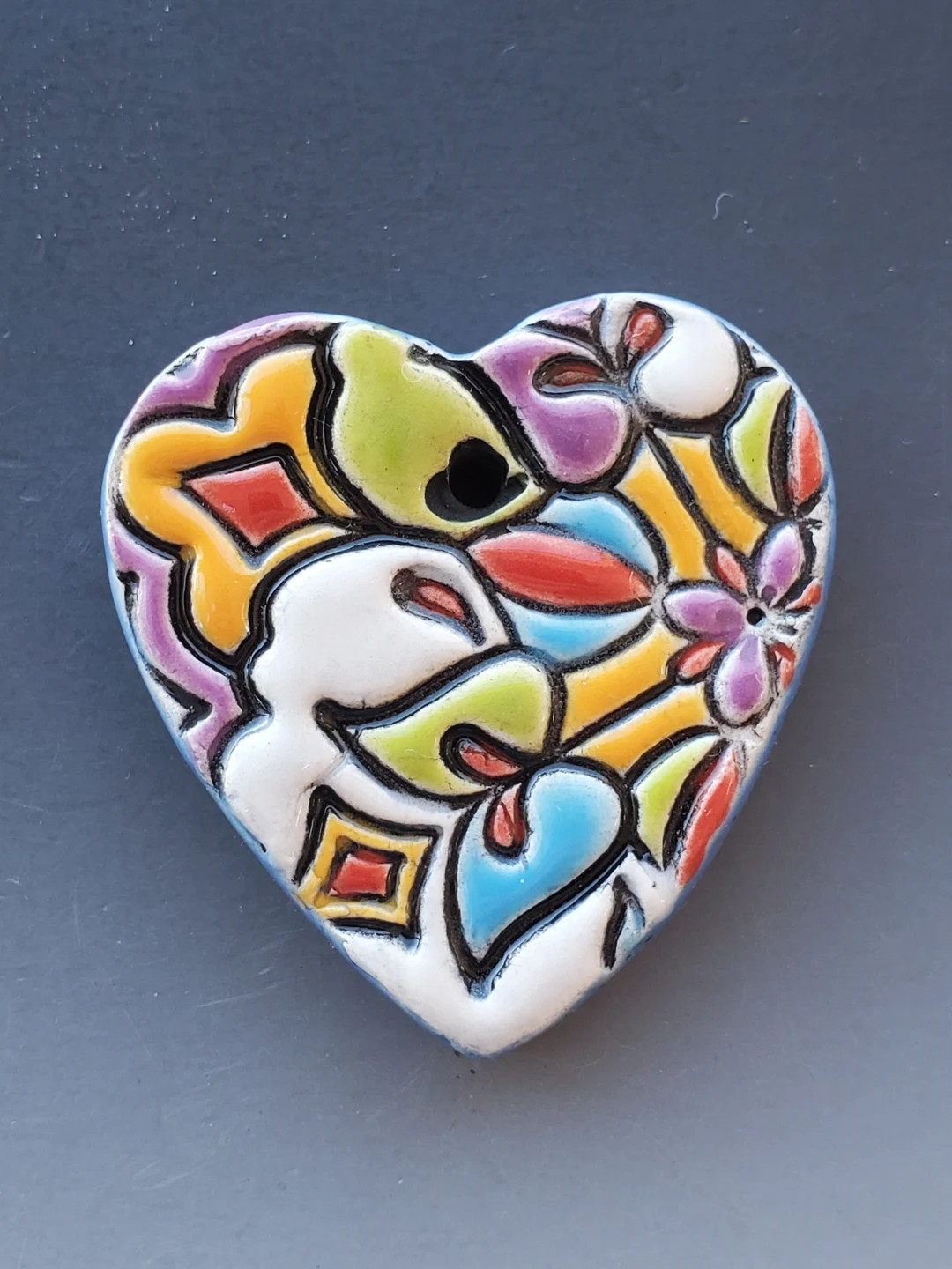 Reversible Ceramic Heart Pendant With Colorful Spanish Tile Design on Both Sides - Etsy | Etsy (US)