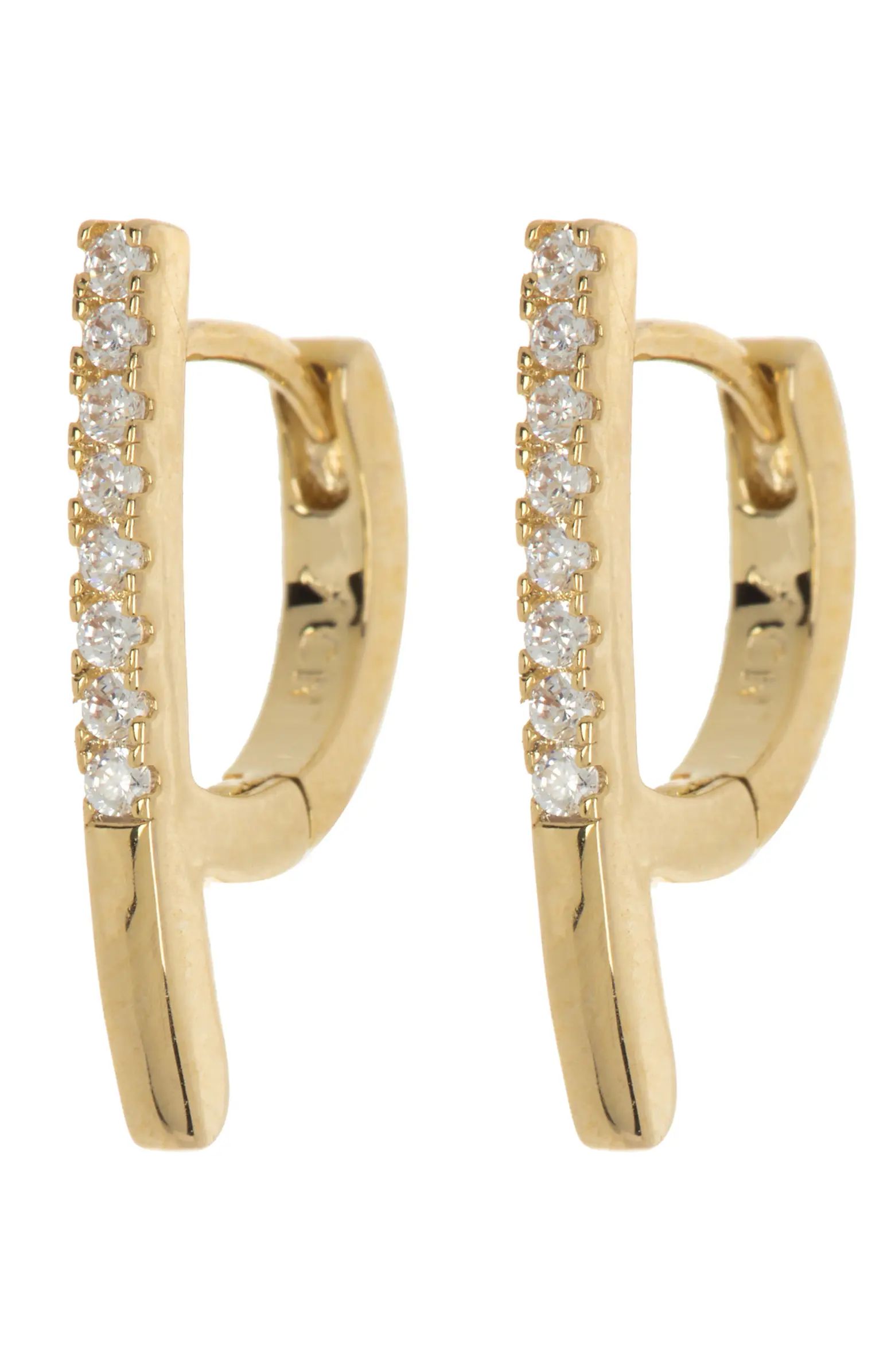 Cubic Zirconia Bar Huggie Hoop Earrings | Nordstrom Rack