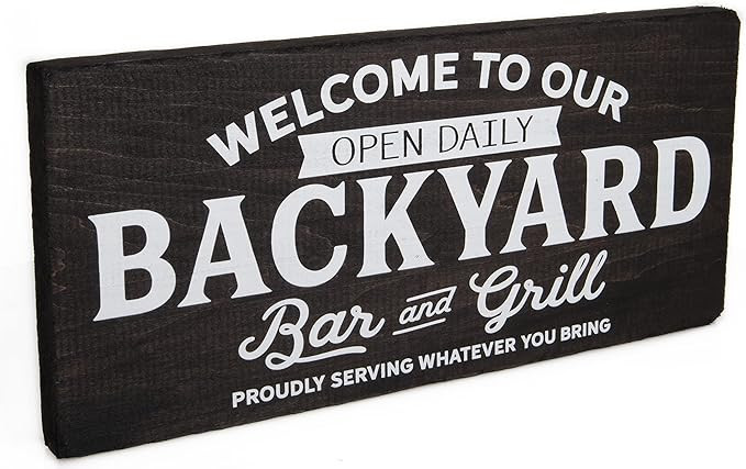 Backyard Decor - Outdoor Decorations for Deck, Patio, Pool, or Home Bar - Wood Signs and Accessor... | Amazon (US)