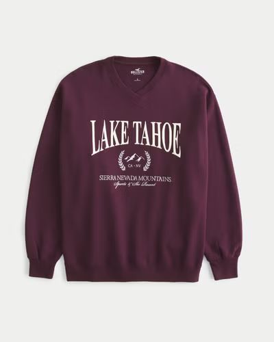 Oversized Lake Tahoe Graphic Crew Sweatshirt | Hollister (US)