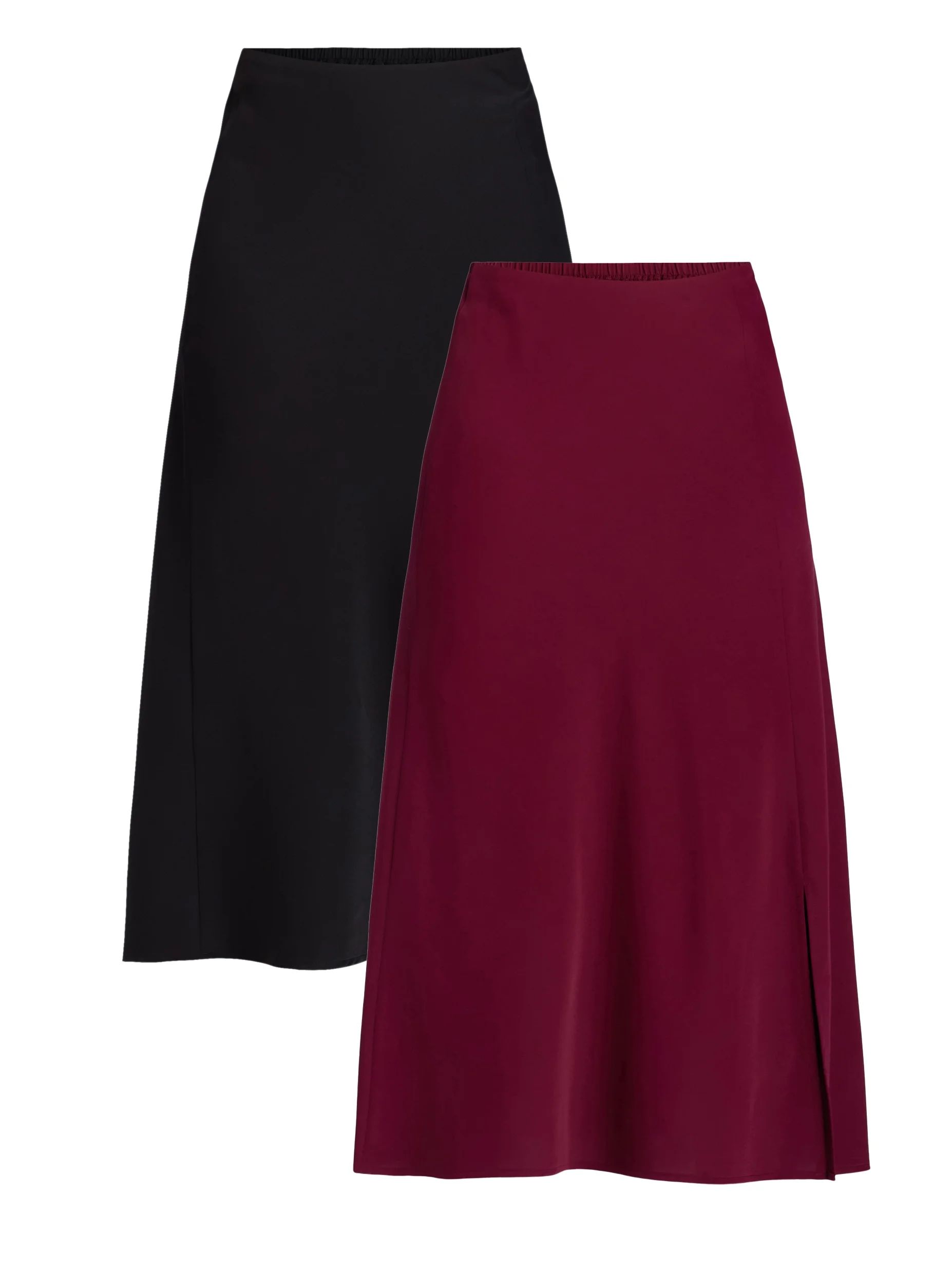 Time and Tru Women's Midi Slip Skirt, 2 Pack, Sizes XS-XXXL | Walmart (US)