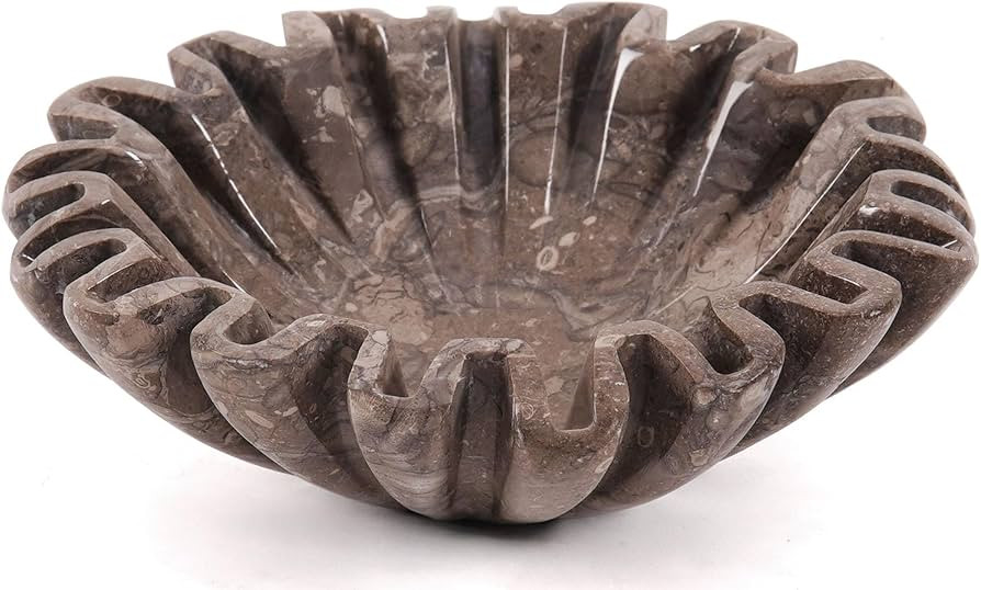Marble Decorative Bowl 6 Inch Handmade Oceanic Scalloped Bowls for Aesthetic Home Decor Accents, ... | Amazon (US)