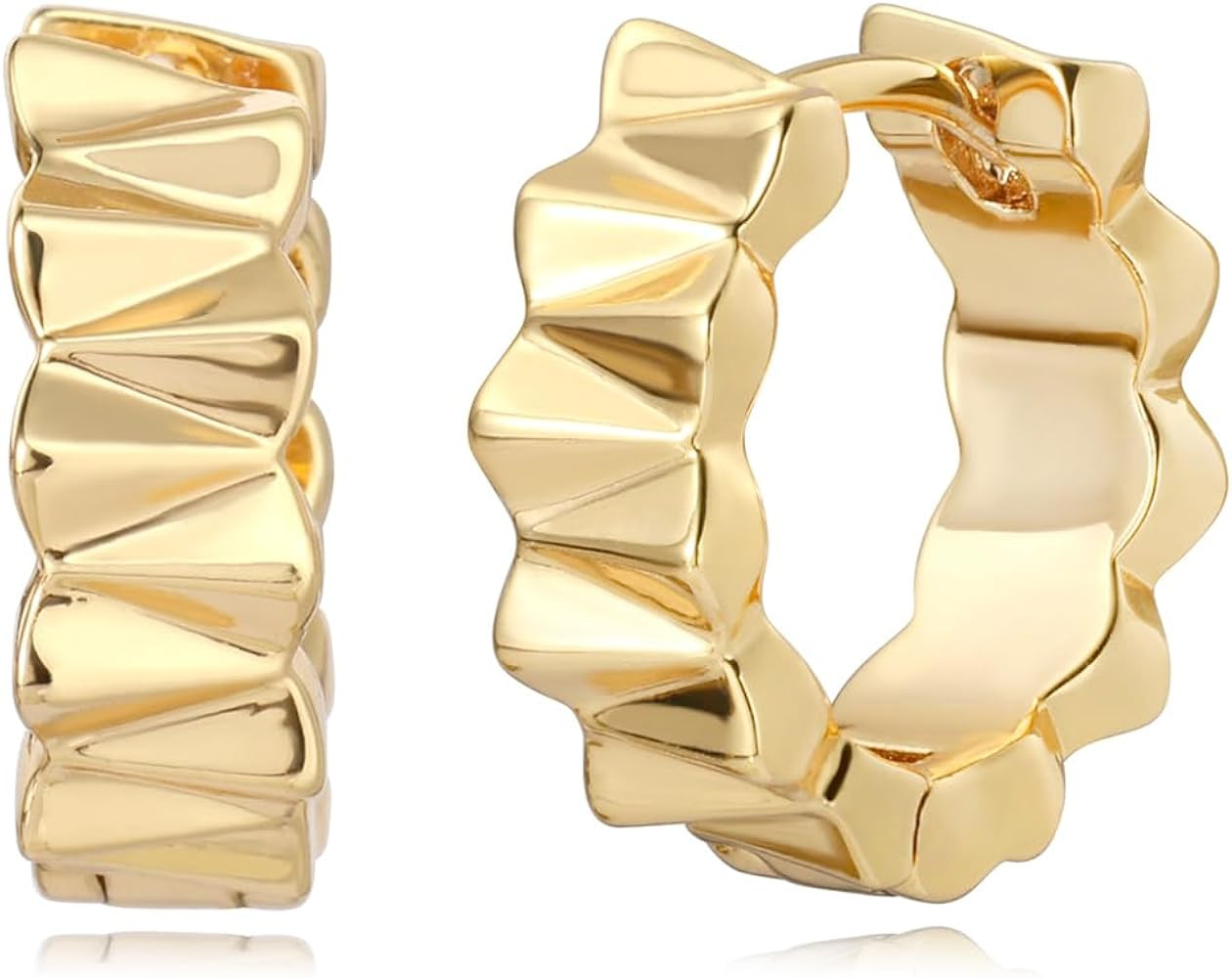 MYEARS Women Earrings Gold Huggie Hoop 14K Gold Plated Small Simple Hypoallergenic Everyday Jewel... | Amazon (US)