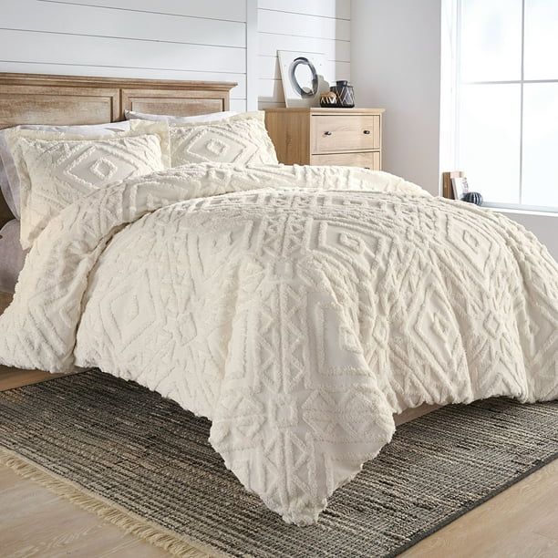 Better Homes and Gardens Chenille 3 Piece Duvet Cover Set, King, Ivory | Walmart (US)