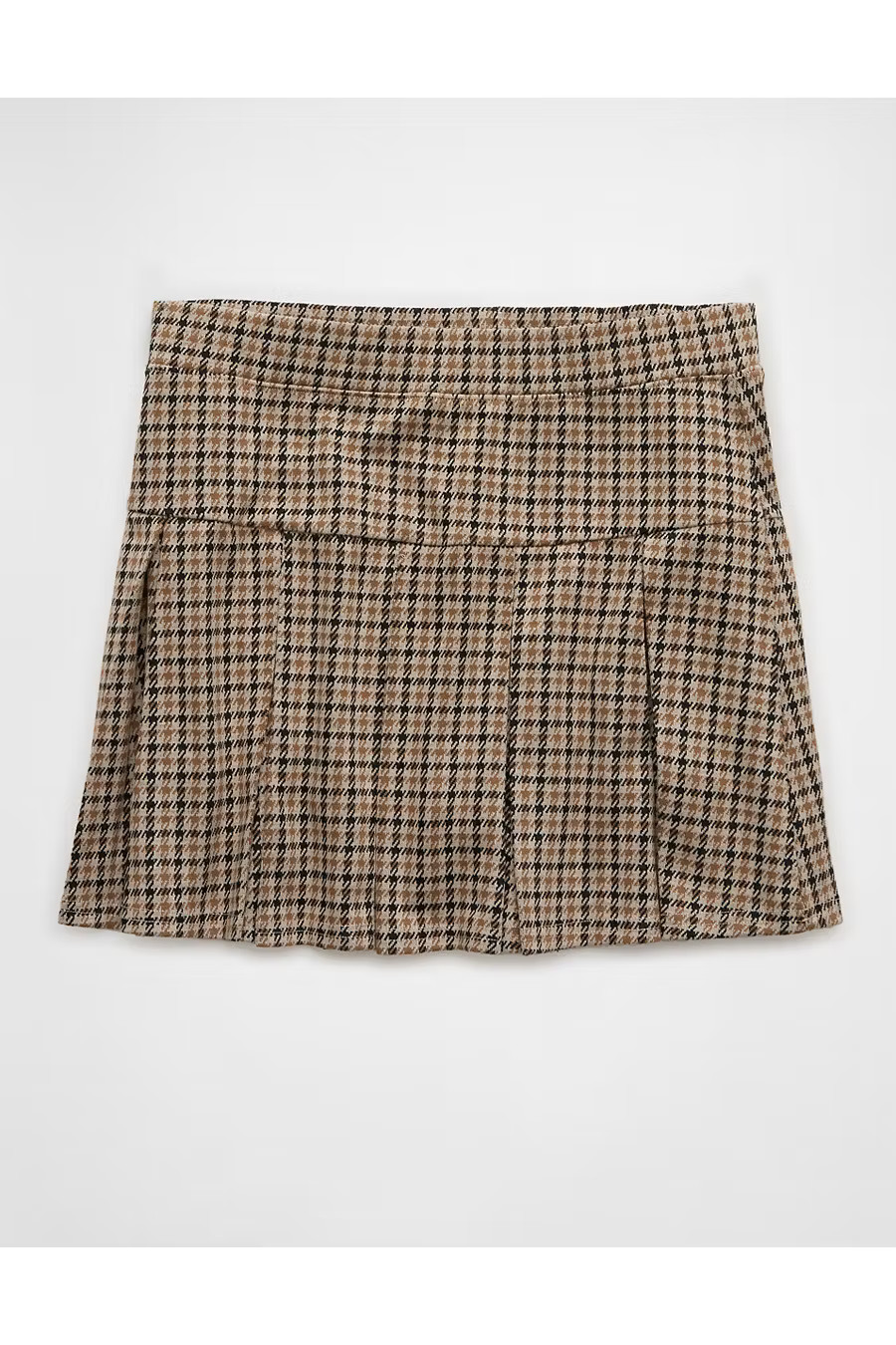 AE Pleated It Knit Plaid Skort Women's Brown XXS | American Eagle Outfitters (US & CA)