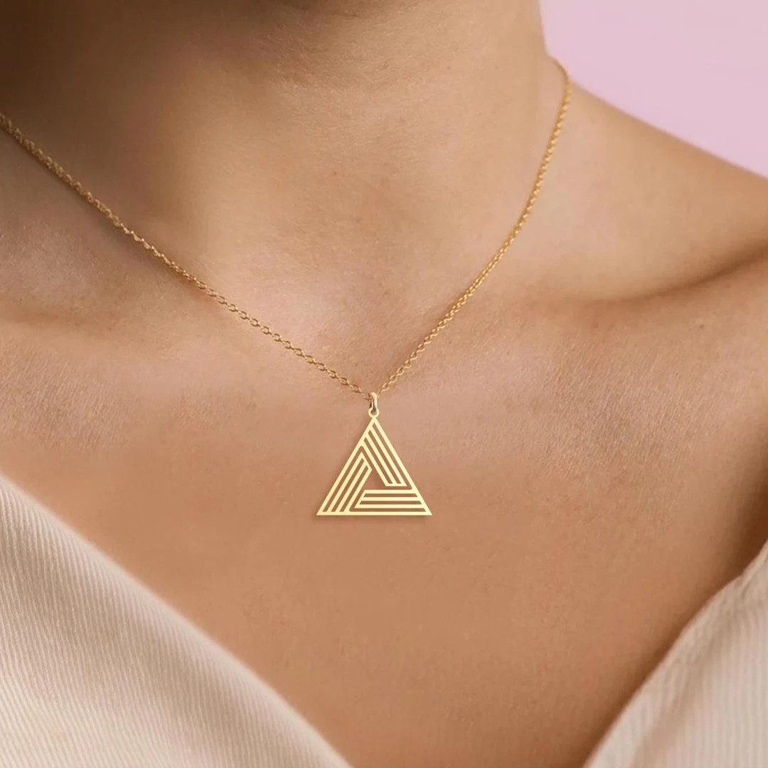 Simple Triangle Necklace - Minimalist Geometric Pendant - Sterling Silver or Gold Triangle Jewelr... | Etsy (Global)