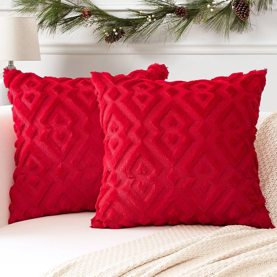 Artscope Pack of 2 Soft Plush Short Wool Velvet Decorative Throw Pillow Covers Luxury Style Cushi... | Amazon (US)