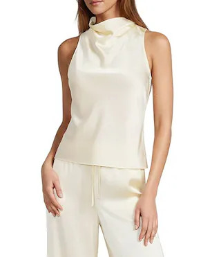 Callie Halter Cowl Satin Sleeveless Blouse | Dillard's