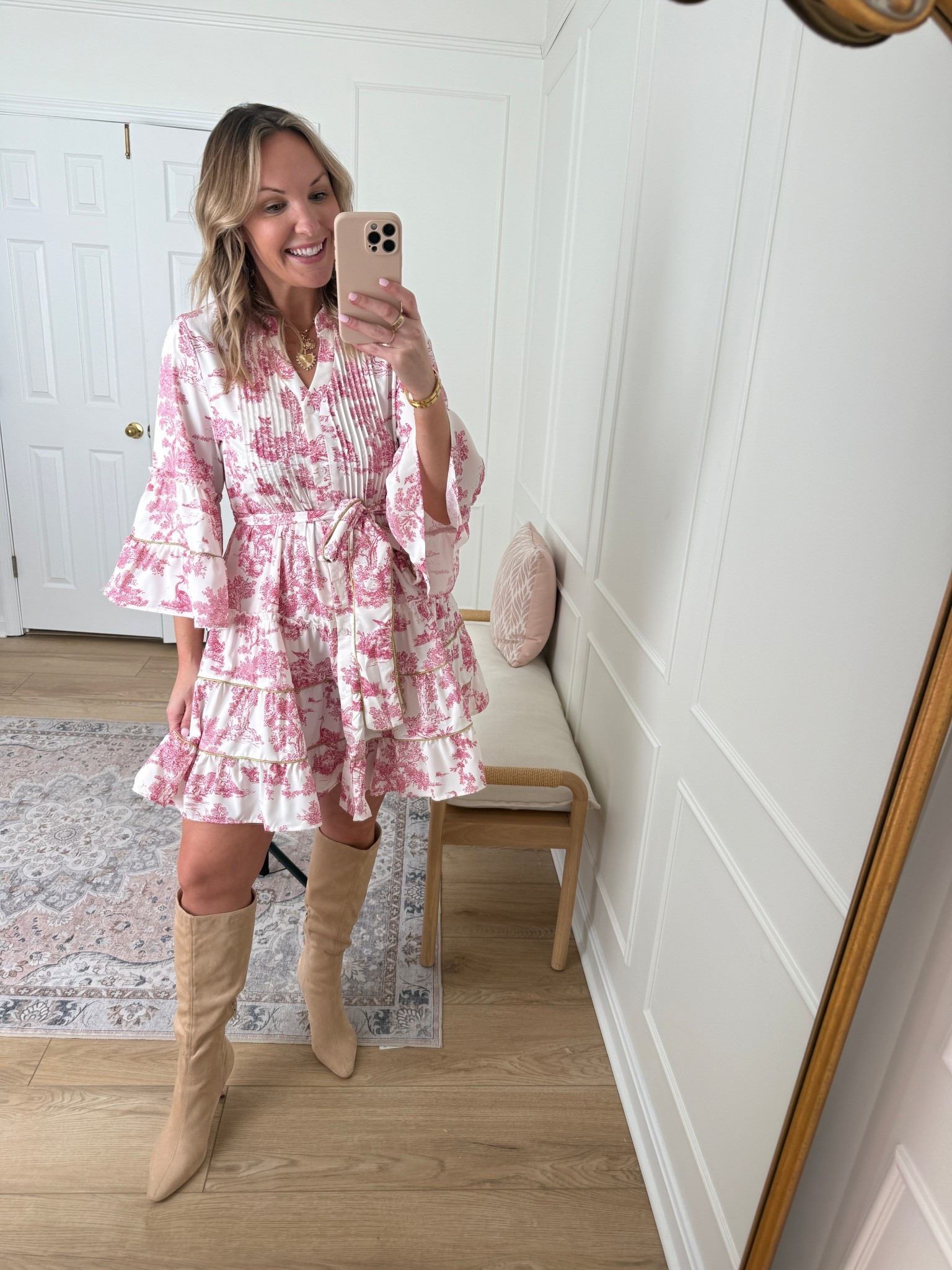 This mini dress has so many cute feminine details 😍 love this for a spring event! Wearing a med 

#LTKMidsize #LTKWorkwear #LTKSeasonal