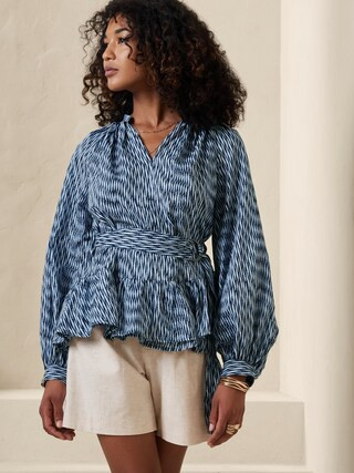 Belted Tiered Blouse | Banana Republic Factory